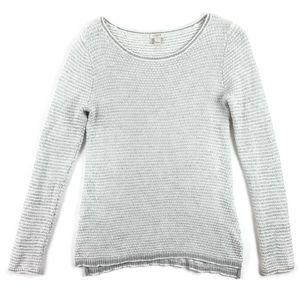 J. CREW Gray & White Striped MERINO WOOL Knit Sweater